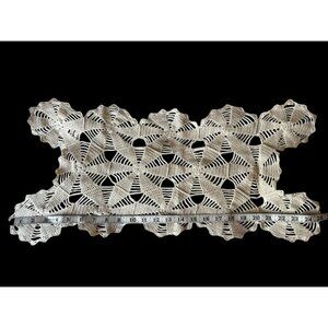 Handcrafted Crochet Lace Table Runner Dresser Scarf 25.5" x 11" Cream Vintage